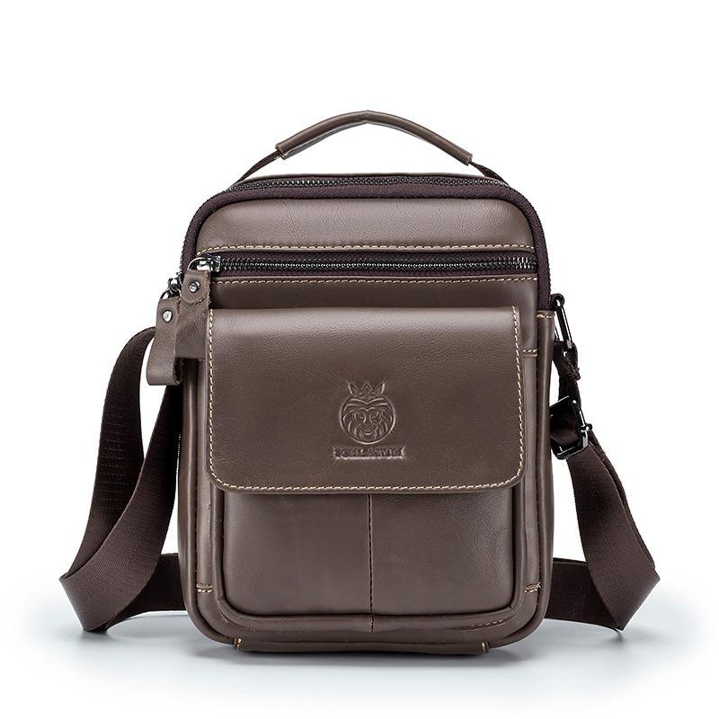Top-Grain Leather Messenger Bag for Men
