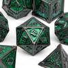 7 Pcs Black Green Skull Metal Dice Solid Metal Polyhedral Dice Set Suitable for Role-Playing RPG Board Game Card Game