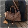 Trendsetting Matte Suede Rivet Motorcycle-Style Retro Crossbody Bag 2025: Large Capacity Handbag