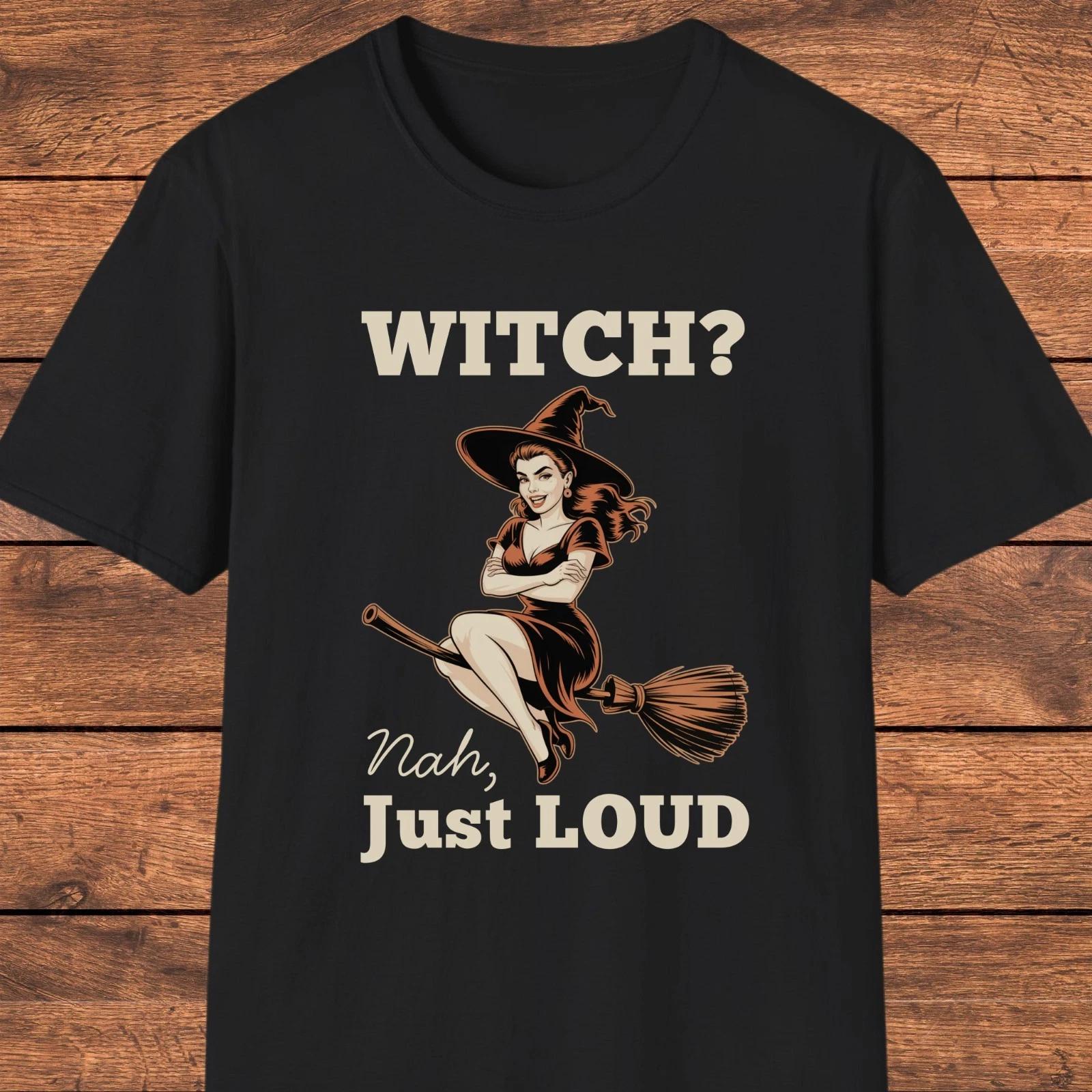 Retro Witch T- Shirt for Women, Funny Halloween Shirt, Witchy Vintage Style S