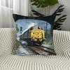 1pc Modern Train-Themed Pillow Cover, Measuring 45.72X45.72 Cm, Made of Polyester Short Plush, Featuring a Class 37 Locomotive Design. It Is Machine W