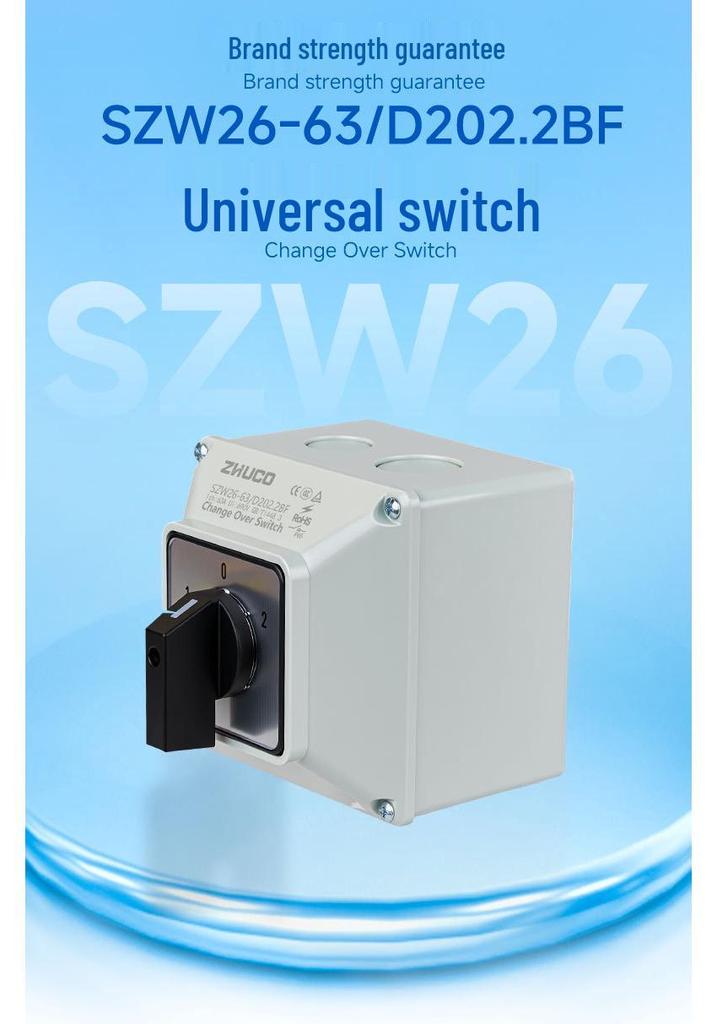 Zhuochao SZW26-63/D202.2BF Waterproof 3-Speed Changeover Switch