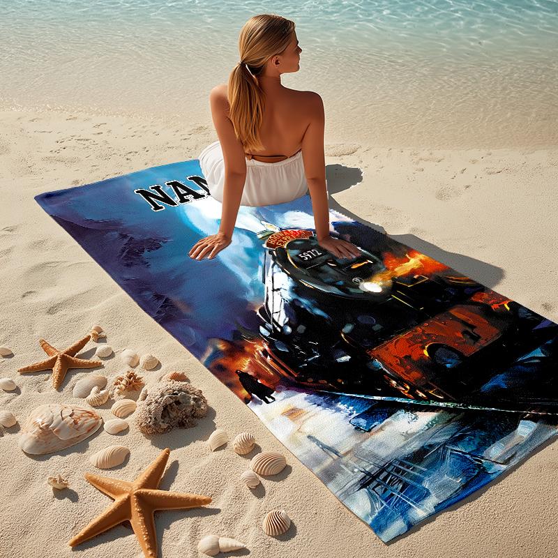 Custom Name Magic Quest Stylish Digital Printing Beach Towel Quick‑Drying Absorbent Blanket for Beach Pool Gym Travel