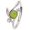 Simple Leaf Natural Gemstone Jasper Turquoise Opal Nanhong Colored Treasure Ring Women'S S925 Sterling Silver Index Finger Ring