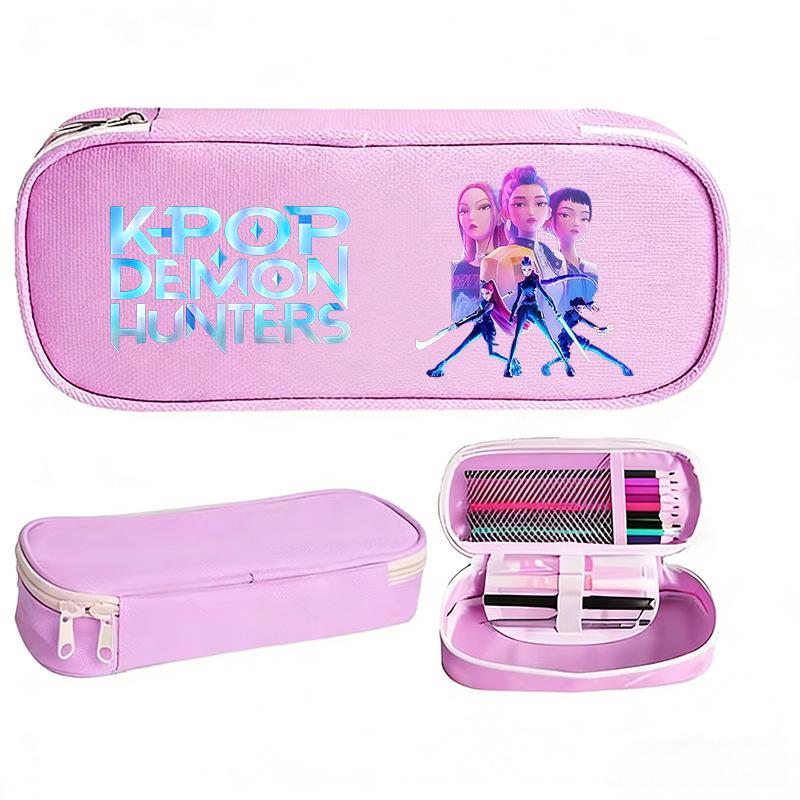 K-pop Demon Hunter Girl Group Pencil Case - Korean Style, Multifunctional Oxford Cloth Stationery Box for Students.
