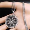 Viking Helm of Awe Compass Dragon Chain Necklace for Women Men Stainless Steel Aegishjalmur Scandinavian Necklace Jewelry N7959