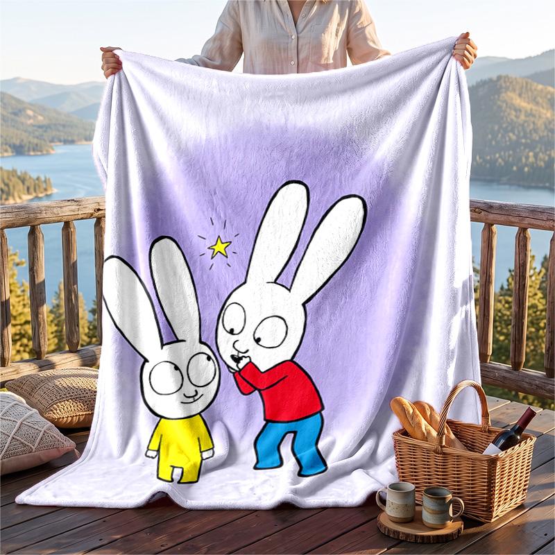 Coperta in Flanella Calda Modello Simon Super Coniglio, Coperta Leggera Confortevole per Letto Divano