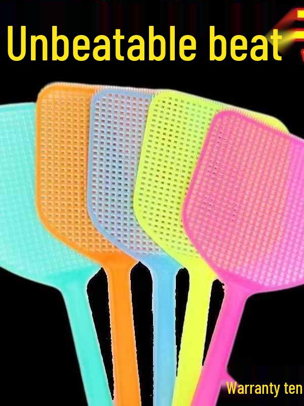 Durable Long Handle Fly Swatter - Thickened Plastic, Large Size, Won't Break, Effective Mosquito Killer