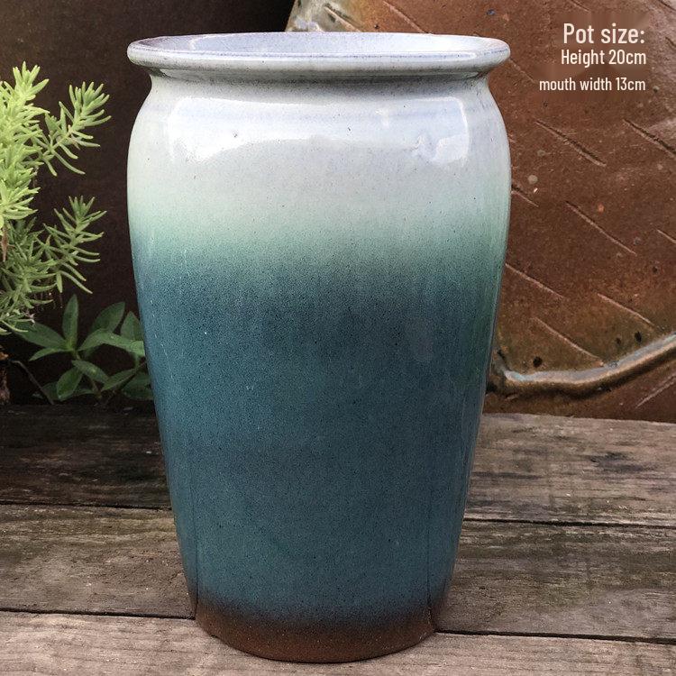 Yixing Handmade Coarse Pottery Medium Succulent Planter - Breathable Zisha Ceramic Ebony Tree Pot for Green Plants