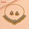 Water Drop Pendant Necklace And Earrings Set With Rhinestones For Women