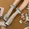 Women Japanese Style JK Girl Flower Lace Ruffle Frilly Ankle Socks Sweet Bowknot Elegant Student Middle Tube Dress Socks