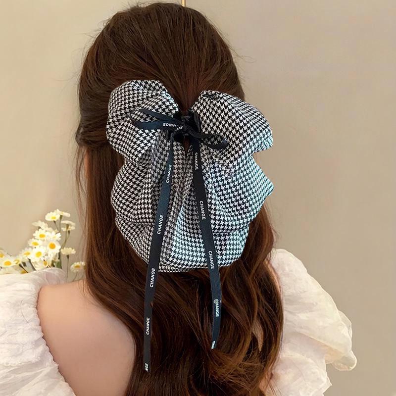 Handmade Chiffon Floral Bow Ponytail Clip for Voluminous Hair
