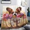 1Pc DogsandFlowers Print Flannel Blanket, High quality Comfortable for All Seasons, Home Decor, Warmth and Comfort, Perfect for Christmas Gifts