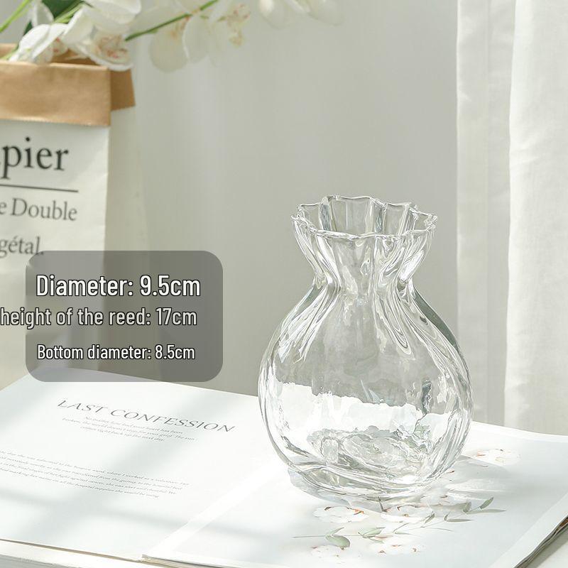 Internet Celebrity Style Transparent Glass Vase for Hydroponic Flower Arrangements - Gypsophila Display for Living Room or Dining Table