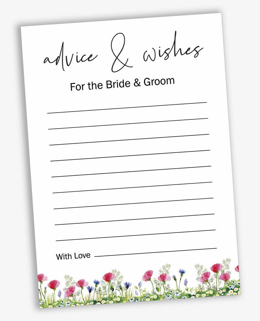 Inkdotpot Pack of 50 Greenery Advice Cards, Advice & Wishes for The Bride and Groom, Mr and Mrs Wedding Game Activity 5x7 Inches
