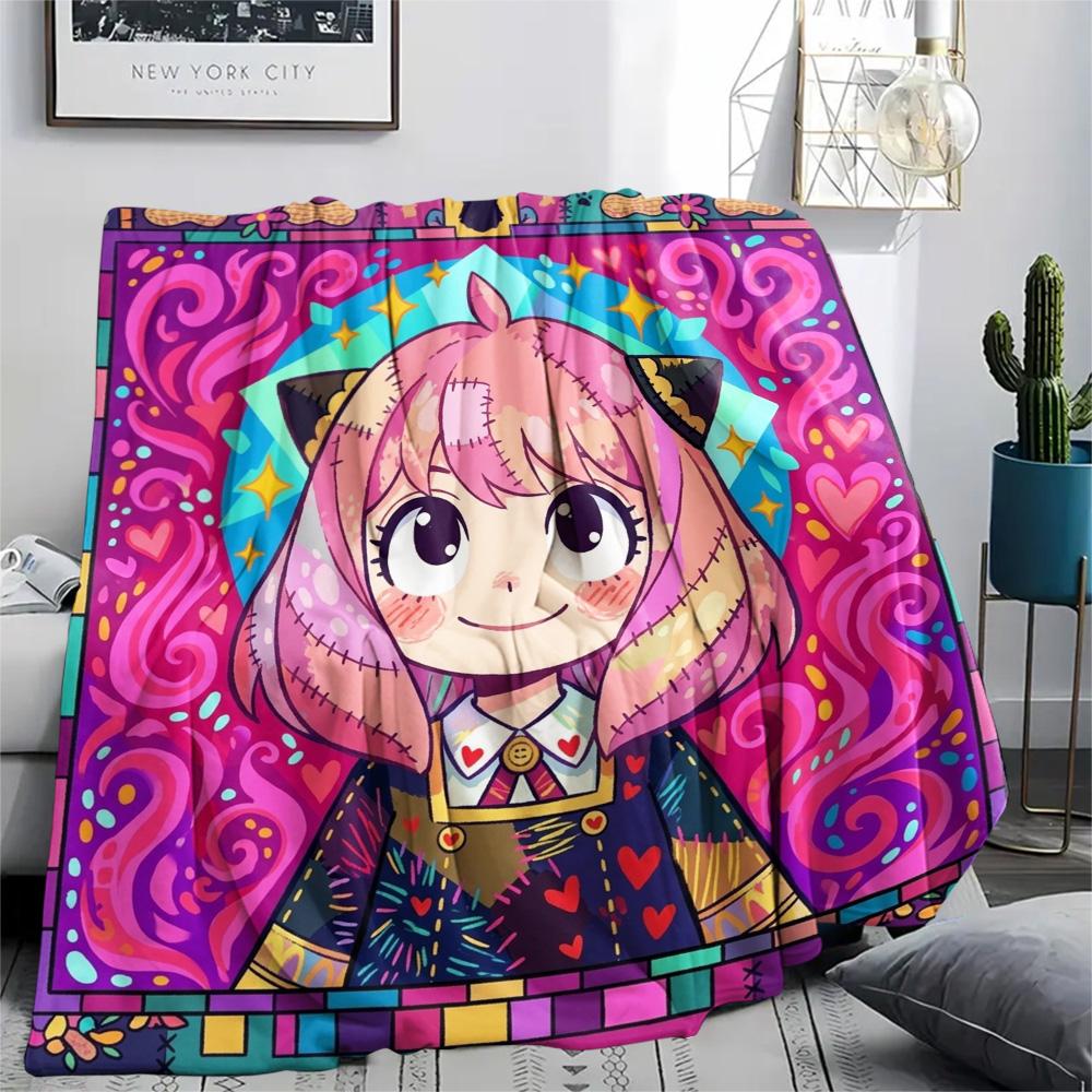 

Anya Forger Flannel Blanket Comfortable Warm Cozy Print for Home Picnic Bedroom Chair Sofa Travel.-TING 75x90cm