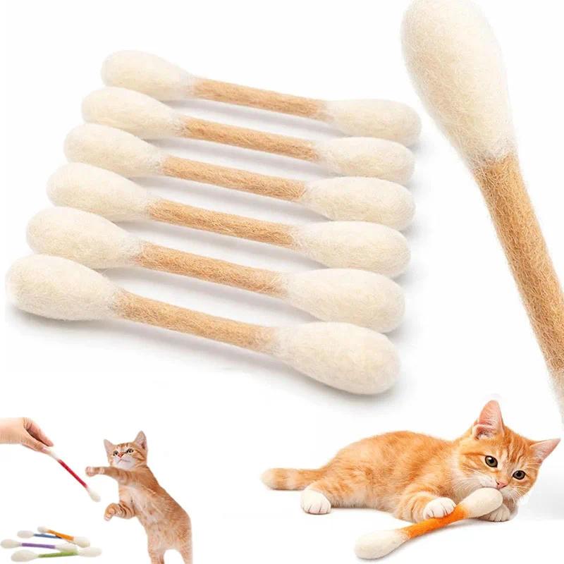 

6PCS Cotton Swabs Cat Toy Kitten Chew Sticks for Indoor Boredom, Durable Dental Teething Ropes Interactive Accessory