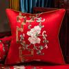 New Chinese-style Throw Pillows with Bird and Flower Embroidery Redwood Sofa Cushion Cover Large Cushion for Living Room Bed
