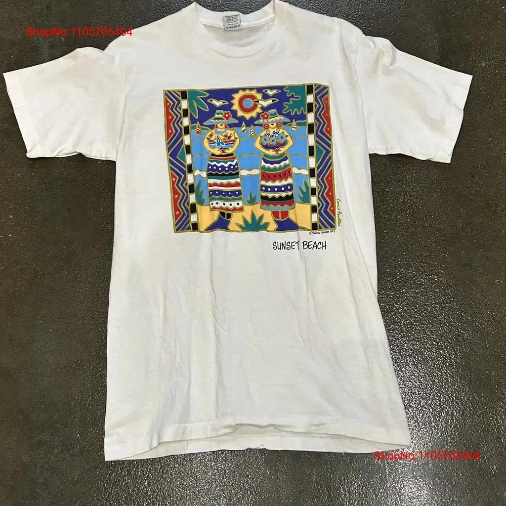 Vintage Tropical Threads Sunset Beach T Shirt Unisexs Medium White 90s Vintage Fashion Breathable