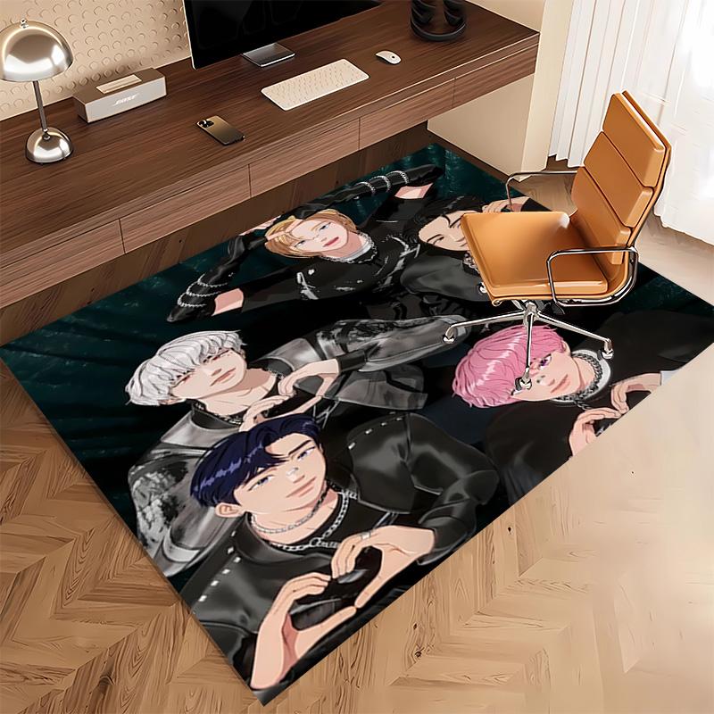 1pc Kpopo Plave Print Area Rug - Soft, Washable Non-Slip Indoor Mat, Living Room, Home Office Decorative Rug,Office Decorative