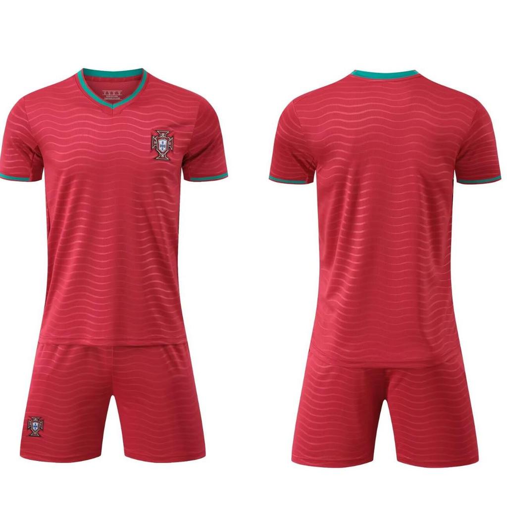 Fußballtrikot der portugiesischen Nationalmannschaft: Heim-Rot-Shorts, Trikotgrößen 14-3XL (Kinder und Erwachsene)