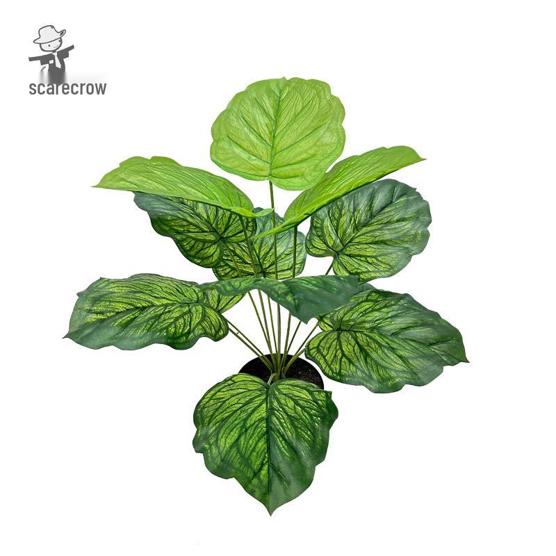 Artificial Bonsai Tree with Large Green Leaves, Potted for Home or Hotel Living Room Decor