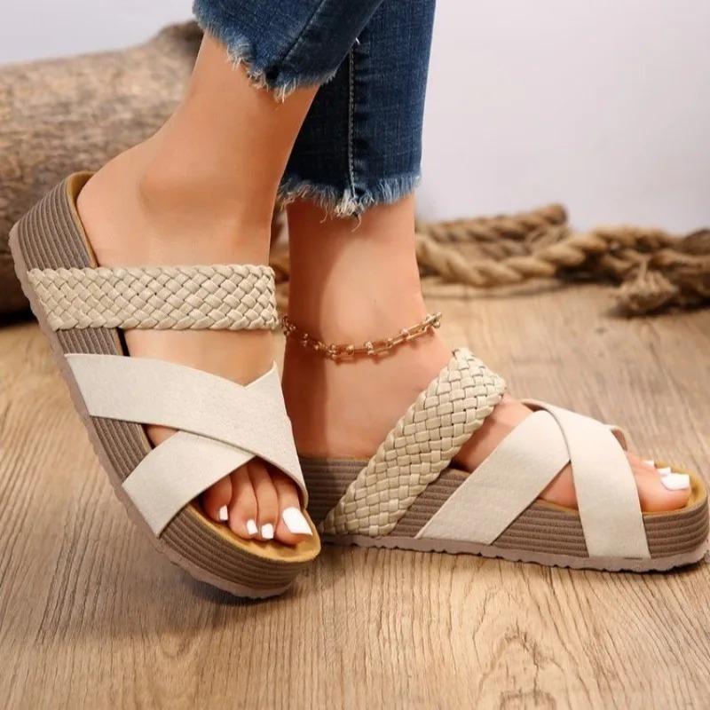 Fashion Fashion Flatform Cork Sandals Women Summer 2024 Non Slip Platform News Slippers Female Thick Bottom Outdoor Slides Shoes Woman