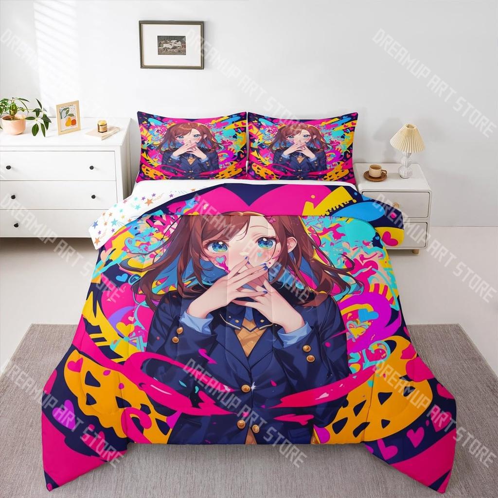 Fashion Japanese Anime Cartoon Bedding Set Single Twin Full Queen King Size Bed Set Kids Bedroom Duvetcover Sets Bed Sheet Set