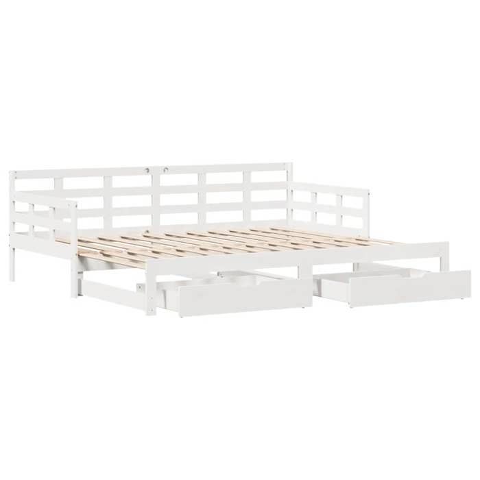 VidaXL Lit de jour et lit gigogne et tiroirs 80x200 cm bois pin massif, canapé-lit, lit d'invité, lit de jour en bois, lit 3302258