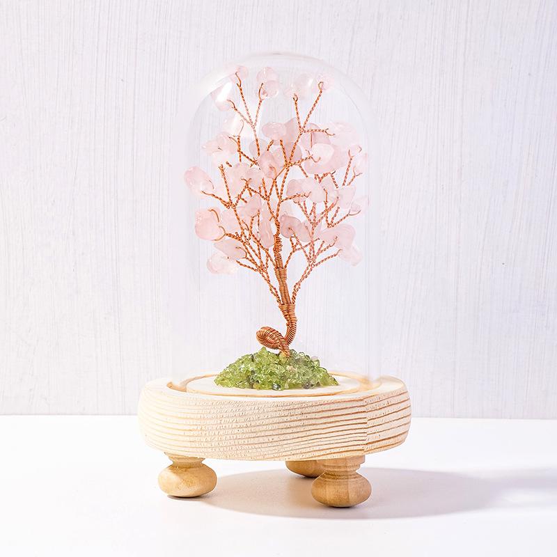 Runyang Jewelry Natural Crystal Citrine Tree Ornament Money Tree Wishing Bottle Tree Life Business Gift Home Decor Craftwork (as the picture,Standard)