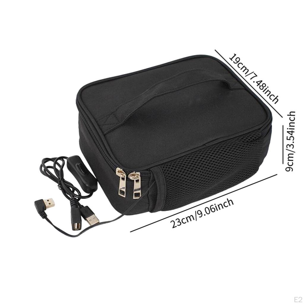 USB Heated Lunch Box Container Bento Bag Portable Thermal Convenient Food Warmer Heater
