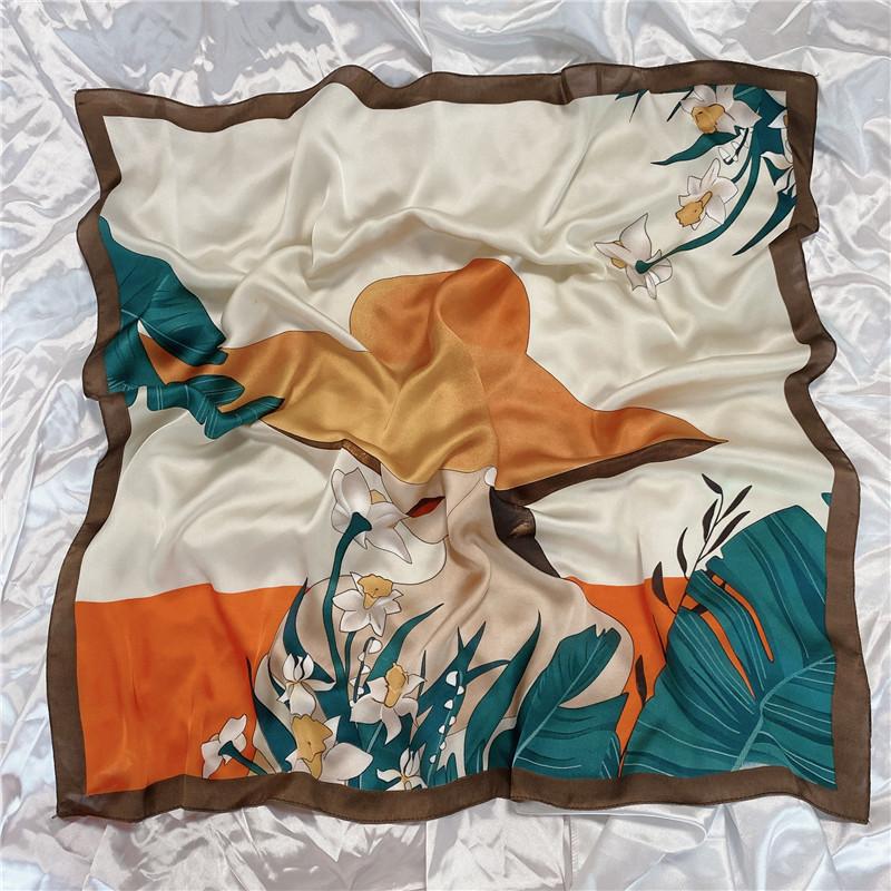 Luxury Desig Cashew Print Square Scarf Women’s Summer Breathable Silk Bandanna Luxury Female Neckerchief Fashion Hijab Gift 70cm