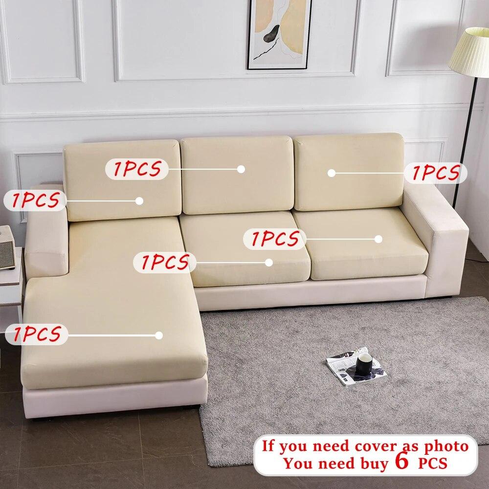 Elastische Sofabezüge Einfarbig Sofakissenbezug Stretch Waschbar L-Form Sofa Sitz Überwurf Wohnzimmer Abnehmbar Universal