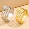 Adjustable Women's Gold Titanium Stainless Steel Minimalist Ring