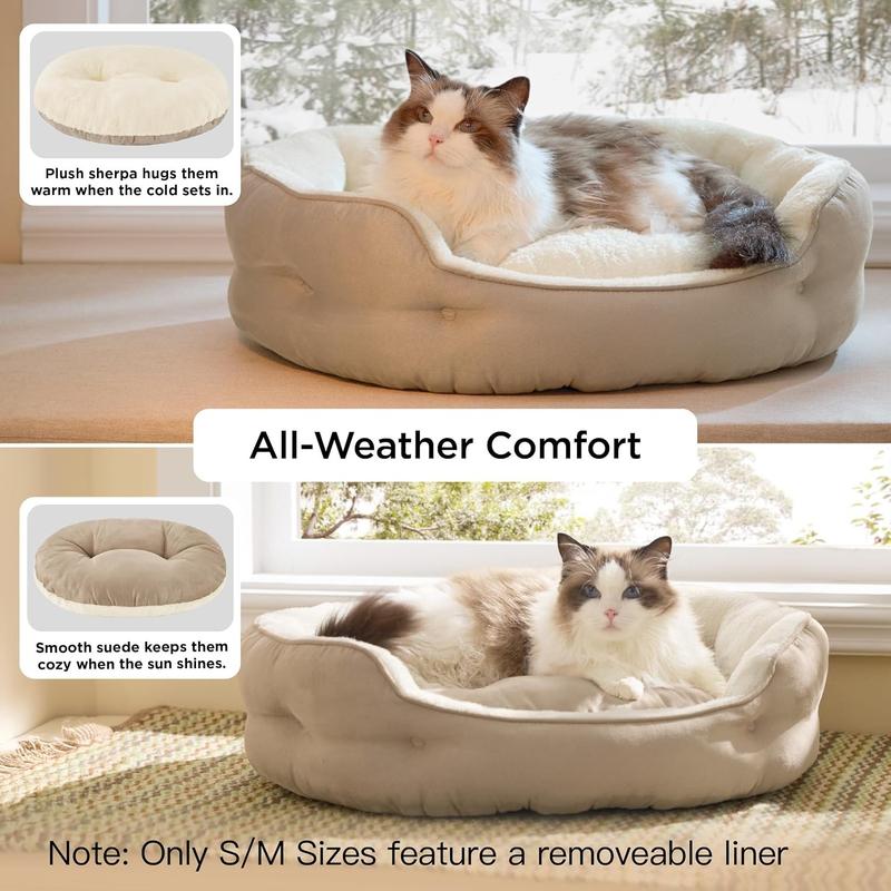 2026 New Arrival Small Dog Bed Washable,Round Cat Beds For Indoor Cats Camel Puppies and kittensNon‑slip Design At the Bottom