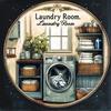 Vintage Laundry Round Metal Wall Sign for Home Cafe