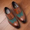 Vintage Fashion New Pointed Mixed Color Lace Up Leather Oxford Shoes Brand Designer Formal Wedding  Dress Homecoming Footwear