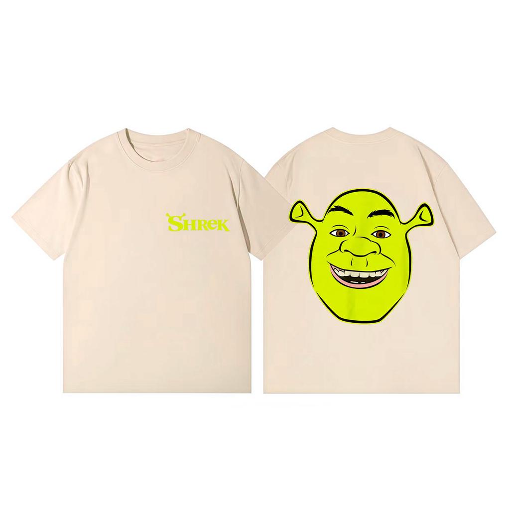T-shirt Grafiche Divertenti Meme Faccia Grande Sorridente di Shrek Unisex Abbigliamento Donna Harajuku Magliette a Fumetti Estive Casual Ampie Magliette in Cotone