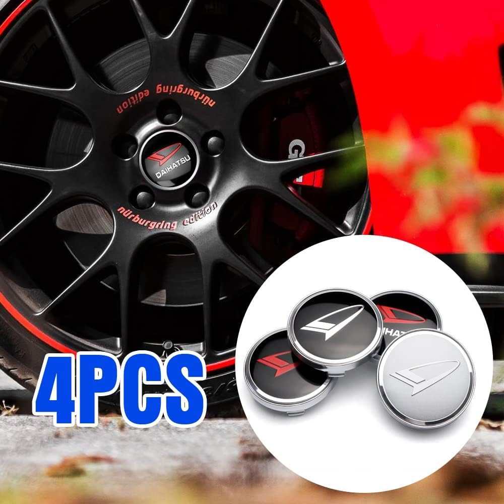 Universal Daihatsu Wheel Center Compatible with and All Compatible with 60mm Wheel Emblem and Car Set of 4 and Caps, Hijet, Rocky, Atrai, Taft,