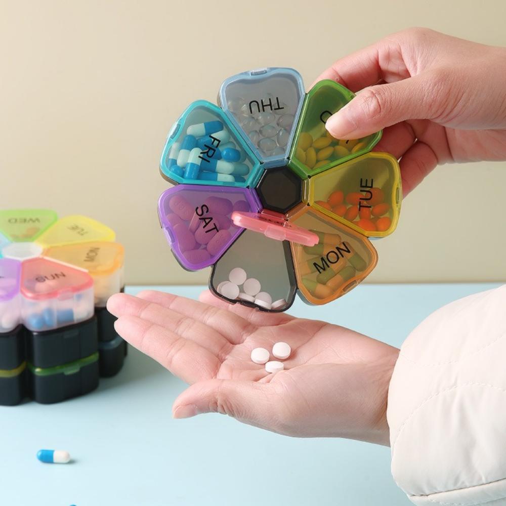 New Hot Portable Premuim 7 Day 7 Grids Weekly Rainbow Pill Cases Organizer Box Storage Container for Medicine Vitamin Fish Oils