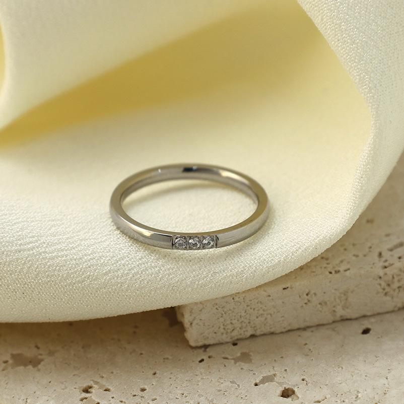 Fashion Ultra-Fine Broken Diamond Ring Female 316 Personality Zircon Simple Niche Light Luxury High-End Sense Cute Tail Ring
