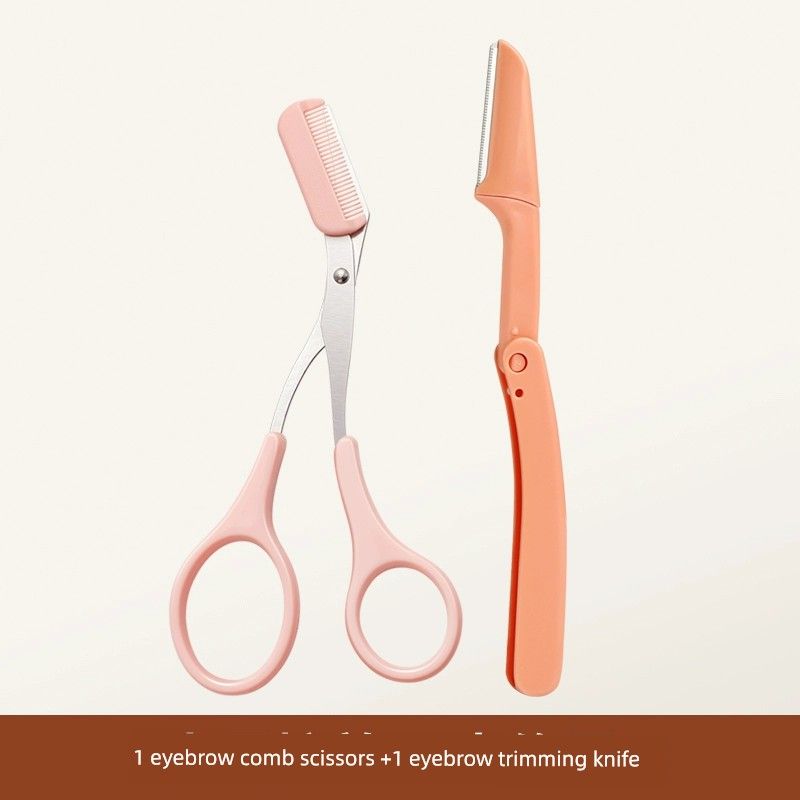 for Women Only Scratch-Resistant Gadget Tools Eye-Brow Knife 1 Eyebrow Razor [Without Box] + 1 Eyebrow Scissors
