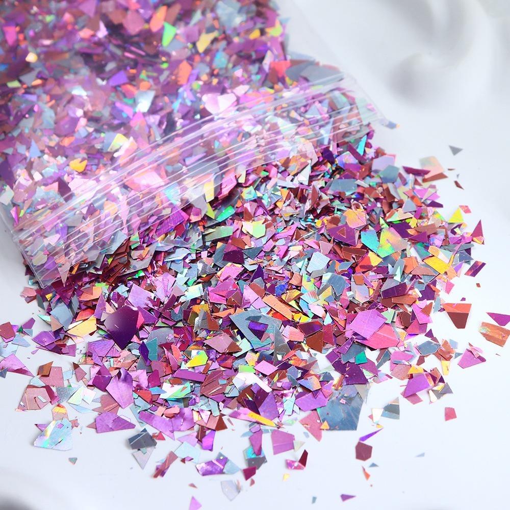 Iridescent Nail Art Sequins 3D Holographic Shiny Fragment Holographic Glitter Flakes Irregular Shape Nail Decorations