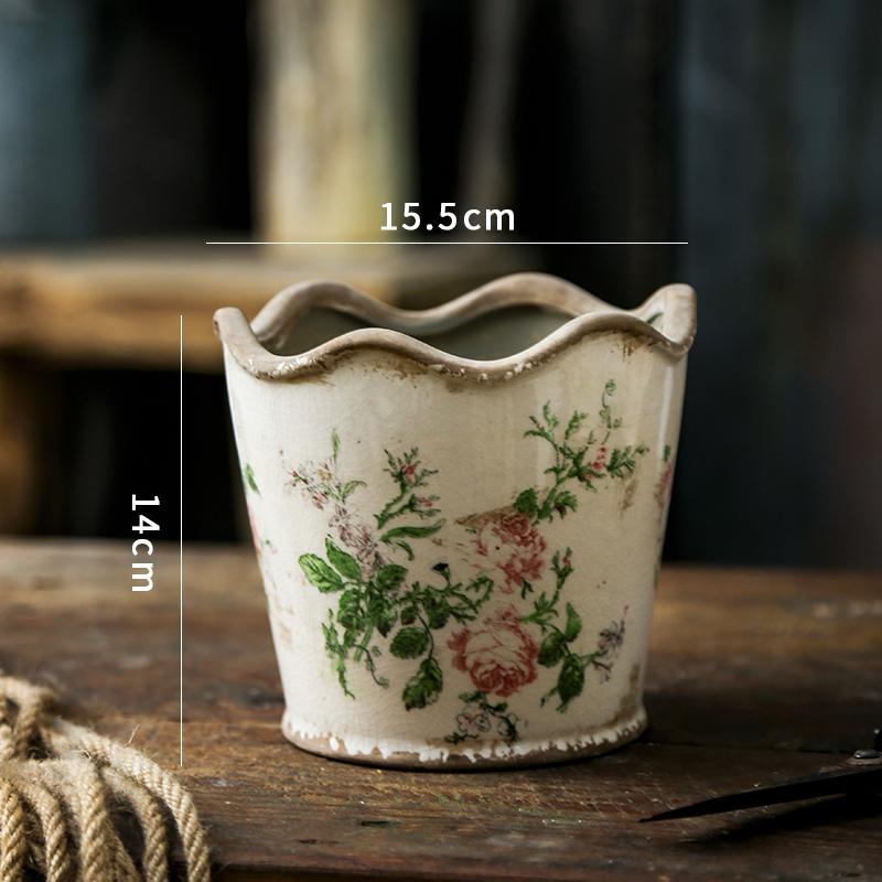 

Ваза керамическая ретро розовая роза цветочный горшок садовый цветок зеленое растение суккулент скандинавский гидропонный сосуд настольное украшение 1 шт.