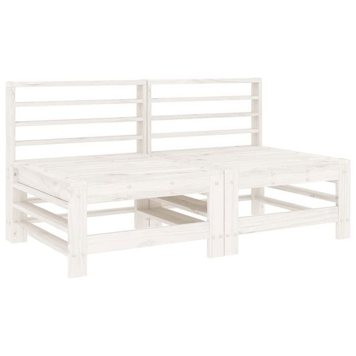 VidaXL Canapés Centraux de Jardin 2 pcs, Sièges avec Dossier, Meubles de Terrasse Patio Arrière-cour Balcon Extérieur, Blanc 825640