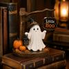 Seasonal Home Landscaping Cute Ghost Figurine with Witch Hat, Resin Halloween Tabletop Decor, Little Retro Spooky Shelf Accents Boo Statue for