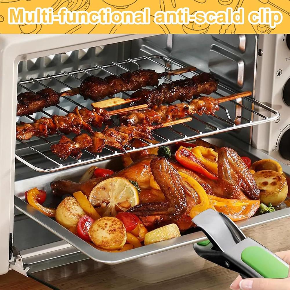 2pcs Silicone Tongs for Moving Hot Plates or Bowls(Green + Orange)