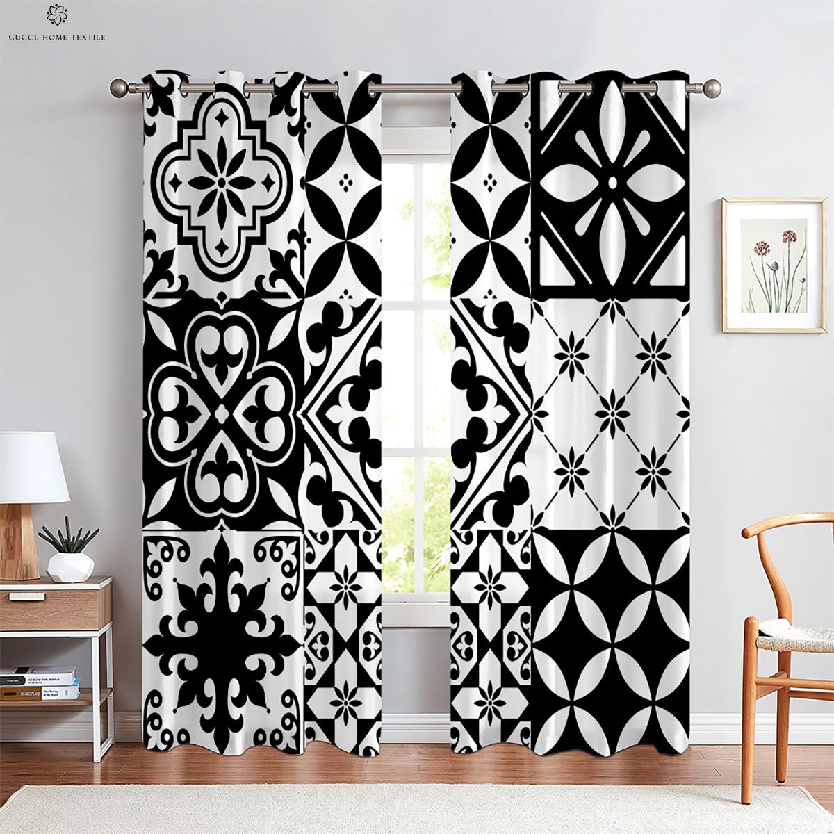 

Красочные клетчатые занавески, ретро-богемный стиль, подходят для спальни, гостиной, украшения балкона, украшения дома W50xH130(CM)x2PCS&Rod pocket