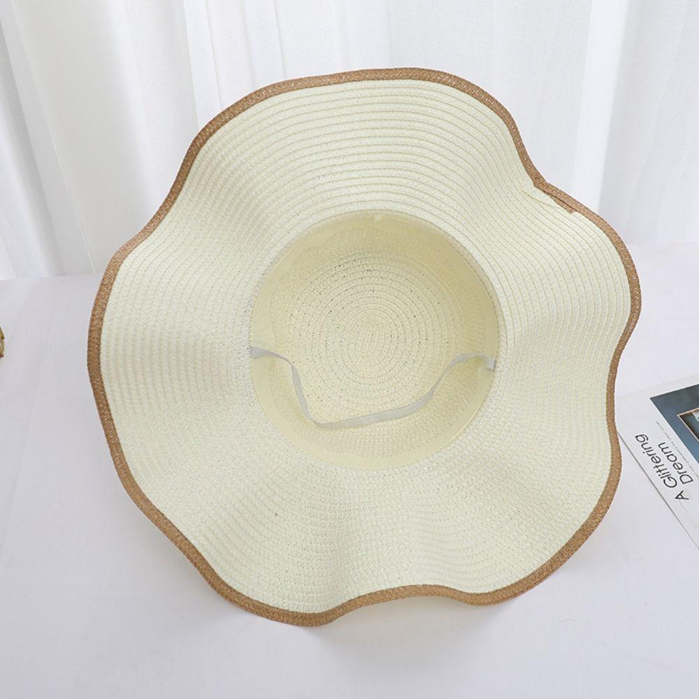 Spring Summer Bohemian Straw Hat Sun Flower Women's Sun Hat Ins Folding Straw Hats  Girls