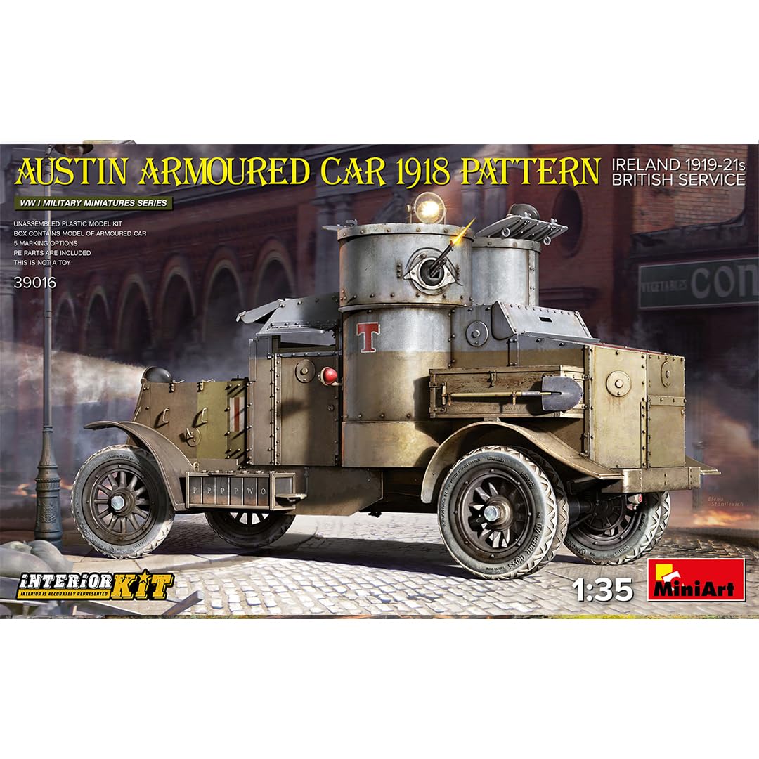 

Miniart 1/35 Scale British Austin Armoured Car 1918 Model Ireland 1919-1921 Full Interior Plastic Model Kit MA39016 Pre-painted